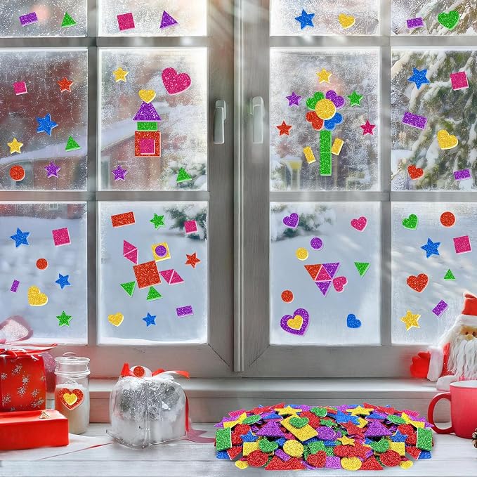 750Pcs Foam Stickers, Colorful Foam Shape Stickers Self Adhesive Star Heart
