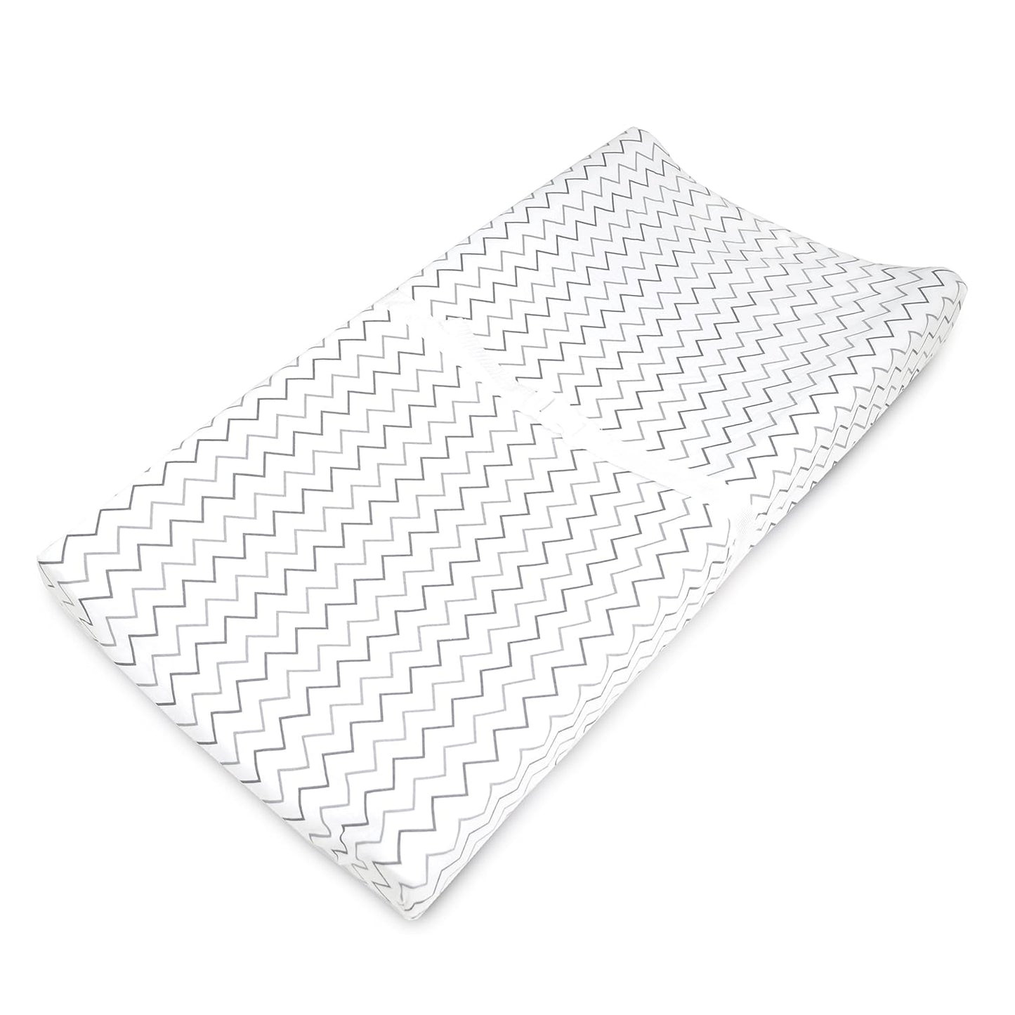 American Baby Company Printed 100% Cotton Knit Fitted Contoured Changing Table Pad Cover - Compatible with Mika Micky Bassinet, Gray Zigzag, for Boys and Girls