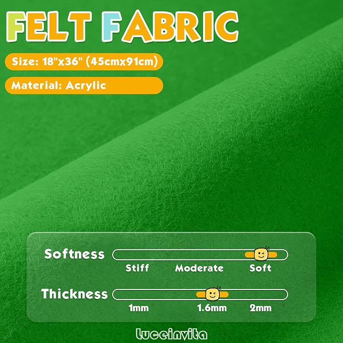 Classic Green 18" X 36" Felt Fabric Sheet
