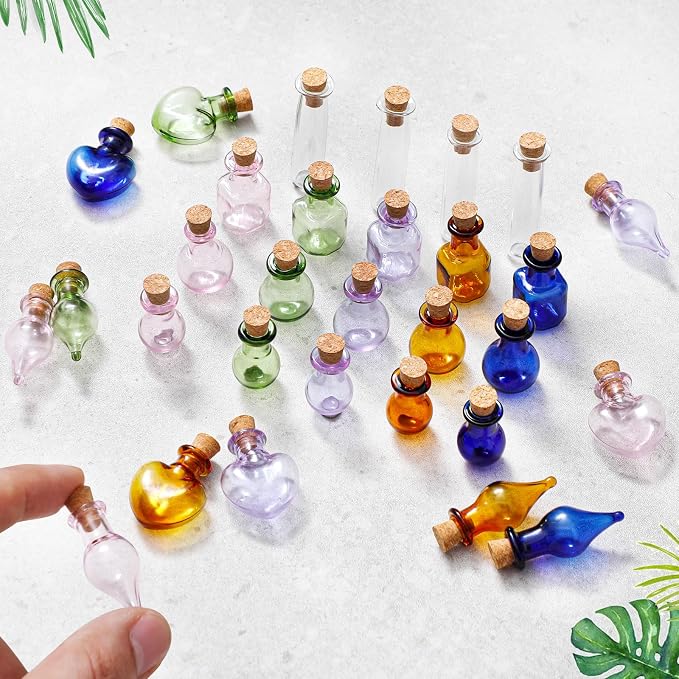 Geiserailie 80 Pieces Tiny Glass Bottles Spell Jars