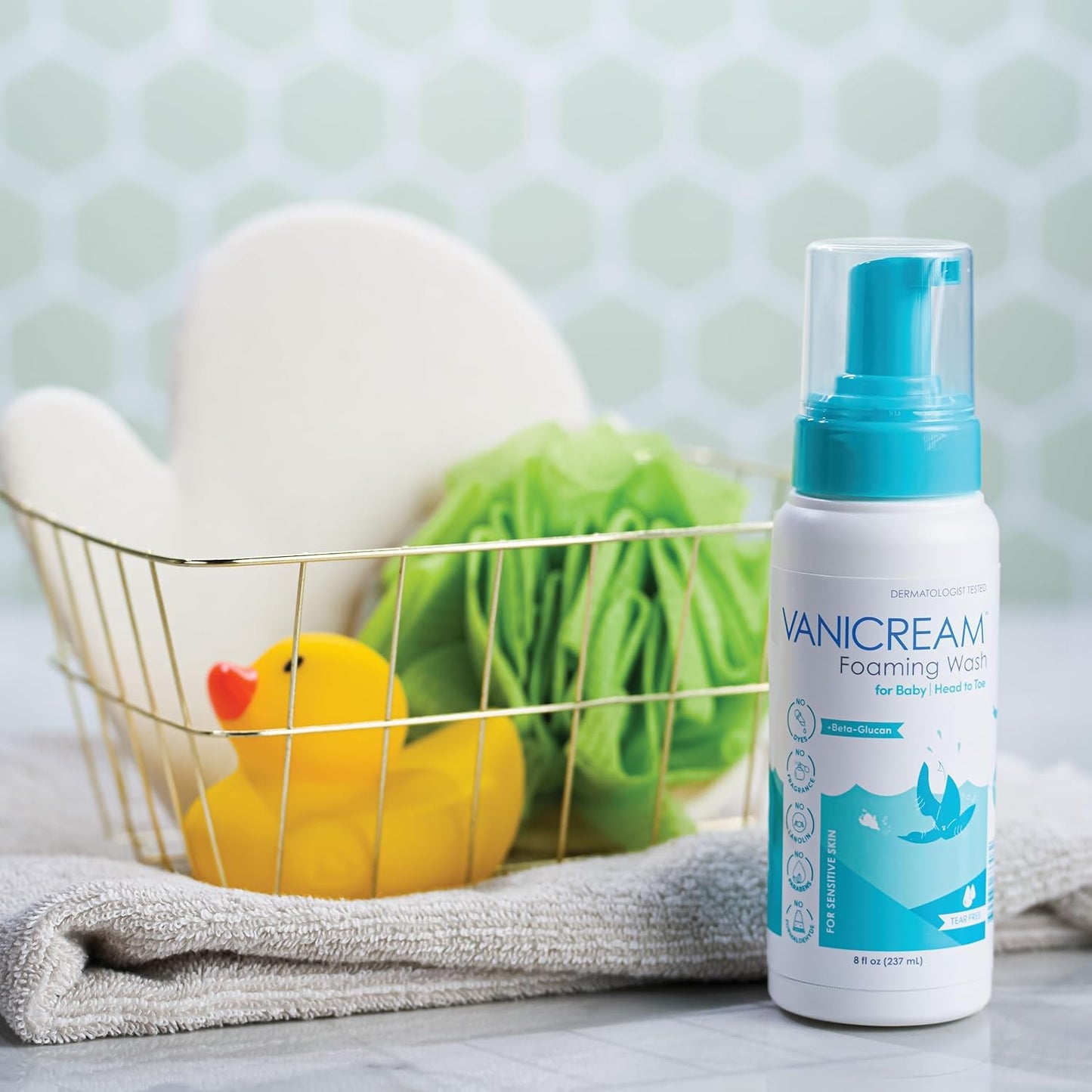 Vanicream Foaming Wash for Baby, 8 Oz, Gentle Cleanse and Moisture, Tear-Free Baby Shampoo and Body Wash with Beta-Glucan, Formulated without Common Irritants for Sensitive Skin, All Ages