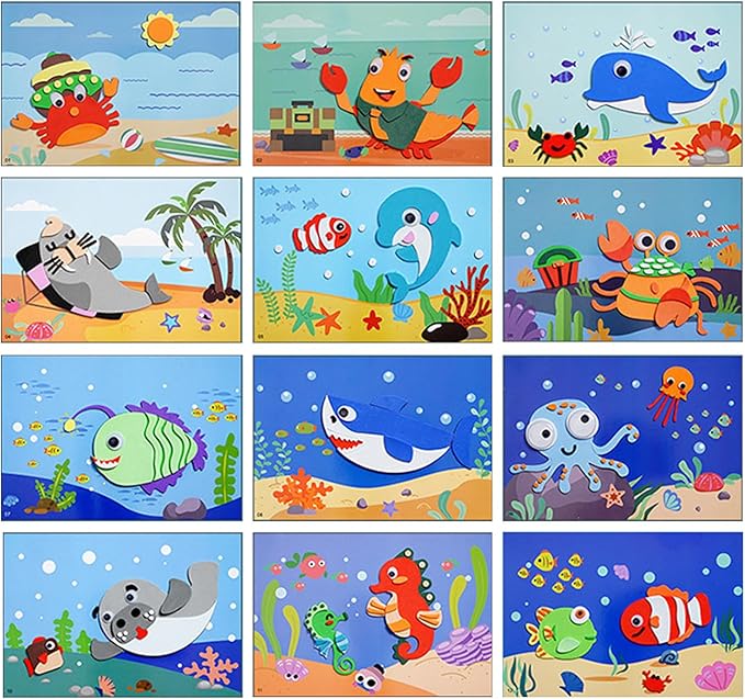 3D EVA Foam Stickers for Toddlers 12PCS Sticky Foam DIY Craft Preschool Art