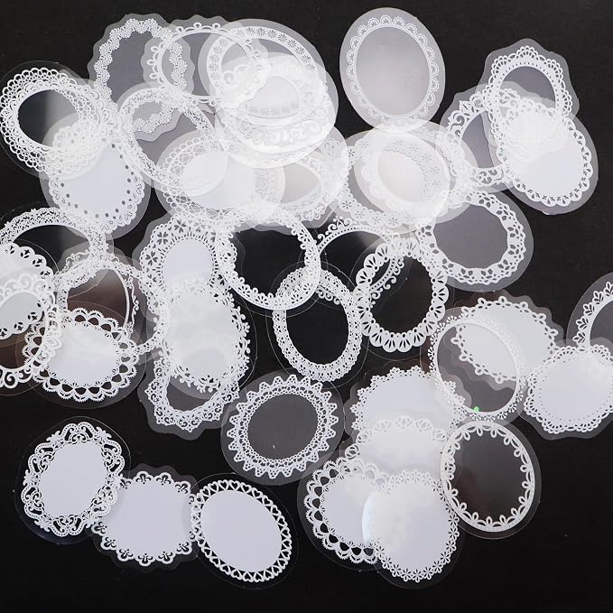 90PCS Lace Scrapbook Stickers DIY Decorative Notebook Frames Photo Album