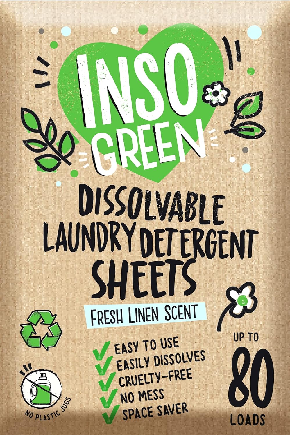 Eco Laundry Detergent Sheets - 80 Loads Laundry Sheets Detergent - 40 No Plastic Jug Washer Soap Sheet - No Mess & Space-Saving Travel Friendly Laundry Detergent