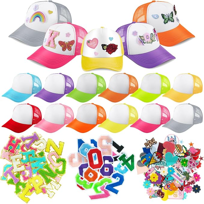 Hercicy 12 Pack DIY Trucker Hats Kit, Sublimation Blank Baseball Caps