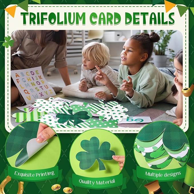 TaoBary 24 Pcs 7.09 Inch Large Shamrocks Cutouts St Patrick's Day Bulletin