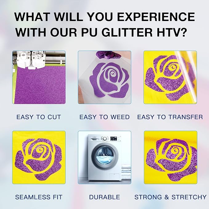 HTVRONT Glitter HTV Heat Transfer Vinyl Roll