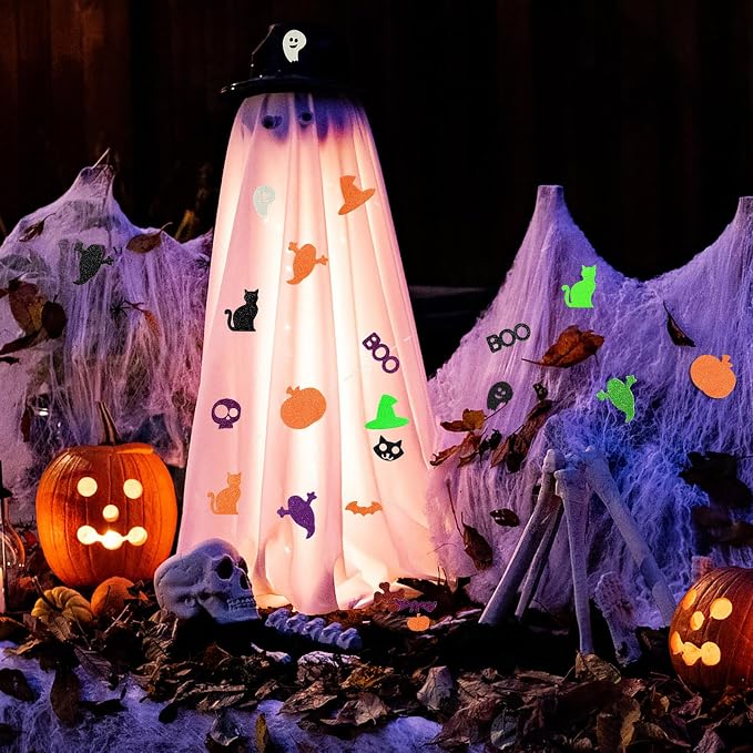 240Pcs Halloween Foam Stickers Glitter Self-Adhesive Craft Stickers
