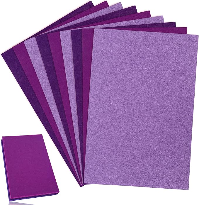 Whaline 18Pcs Felt Fabric Sheets Soft Thick Assorted Purple Craft Felt Pack