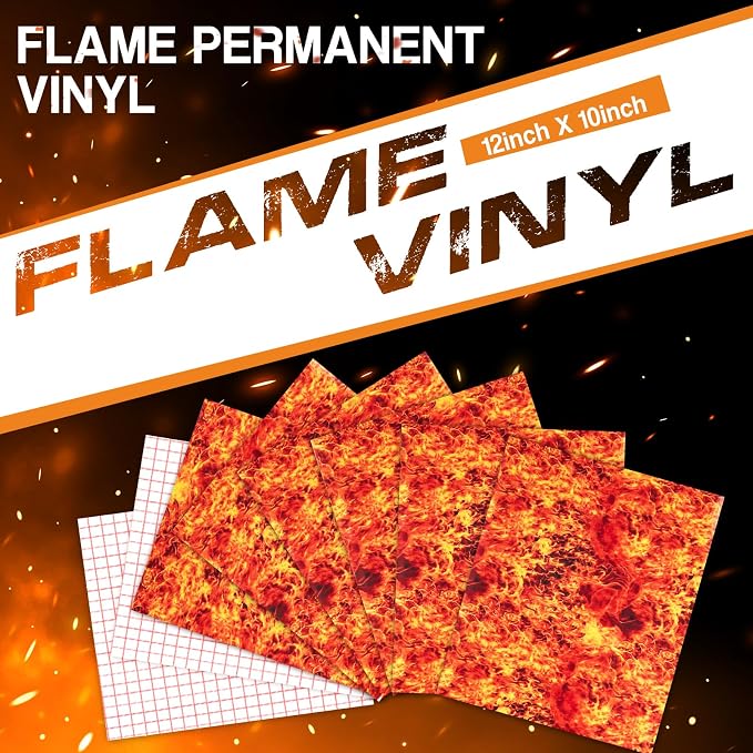 Tintnut Flame Pattern Permanent Vinyl Adhesive Vinyl 6 Sheets 12x10in | Burning