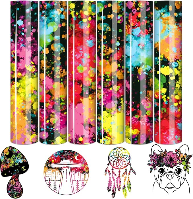 Tintnut Multicolor Splash Heat Transfer Vinyl, stretch washable, works