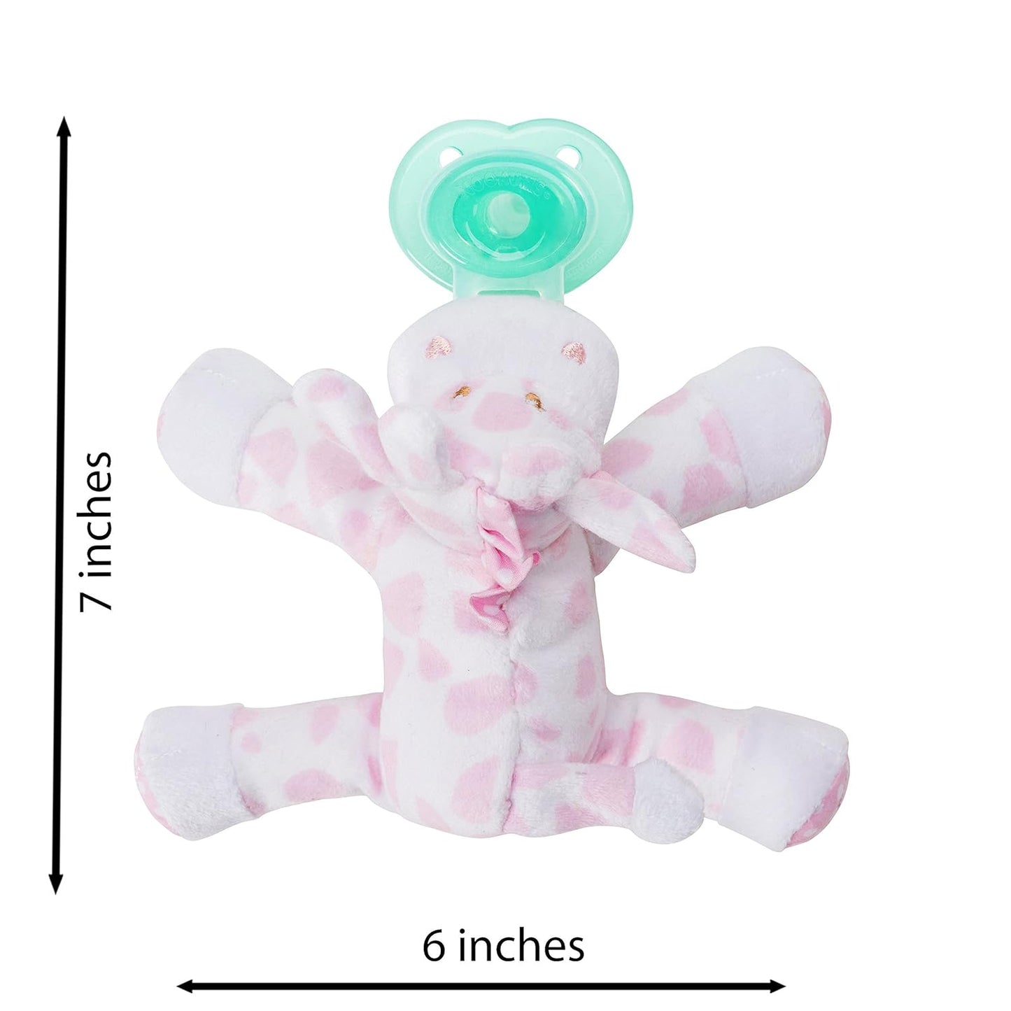 Nookums Paci-Plushies Shakies - Pacifier Holder with Built in Rattle (2 in 1)- Adapts to Name Brand Pacifiers, Suitable for All Ages, Plush Toy Includes Detachable Pacifier (Jaspie The Giraffe)