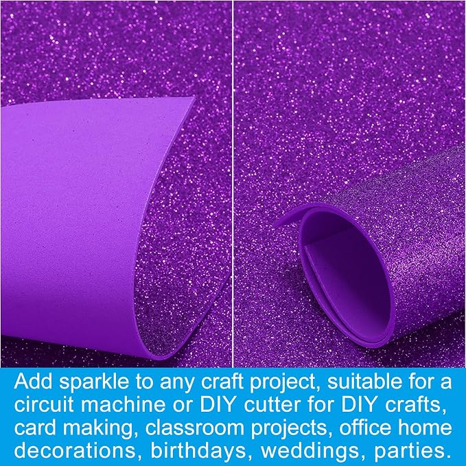 PATIKIL 30Sheets Light Purple EVA Glitter Foam Sheet 11.8 x 7.9 Inch 2mm Thick