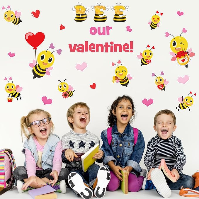 JarThenaAMCS Valentine' s Day Bee Classroom Door Decoration Bulletin Board Set