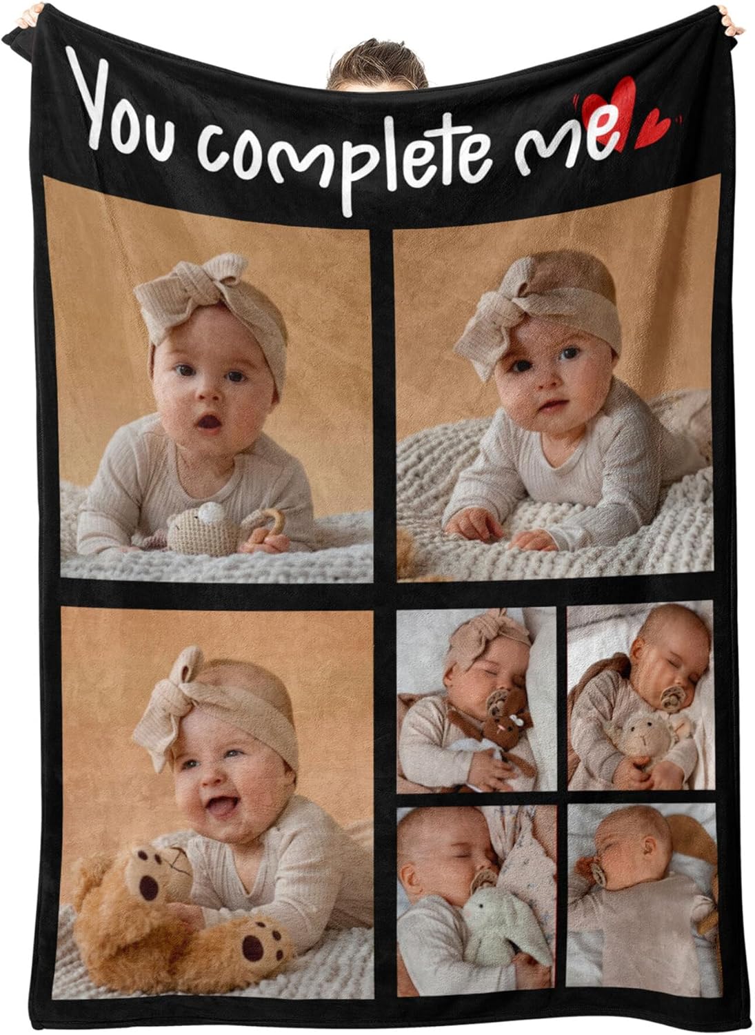 Personalized Photos Blanket Custom Blanket with Picture Text Customizable Flannel Blankets for Birthday Gift, 60 * 80in