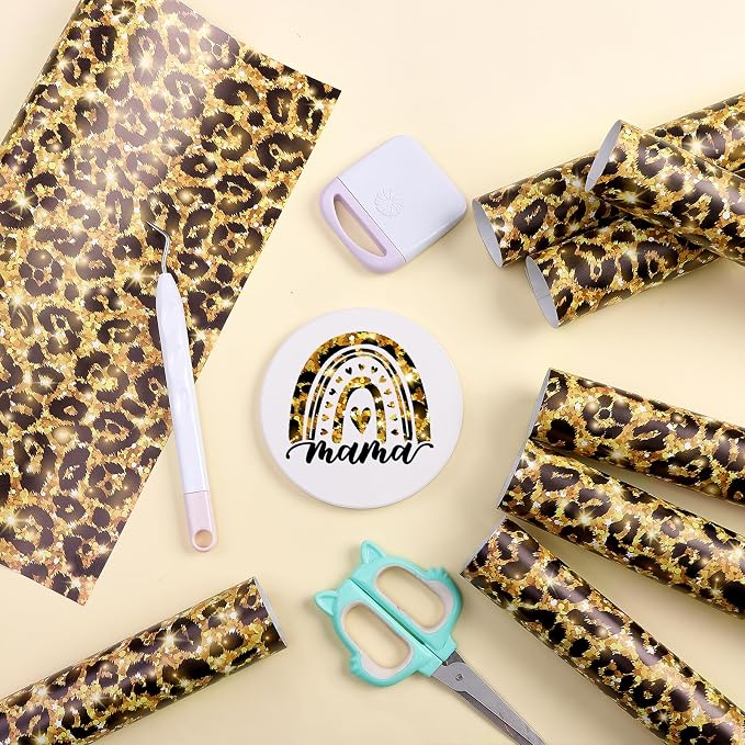 Tintnut Leopard Permanent Vinyl 8 Sheets 12x10in Golden Adhesive Vinyl |