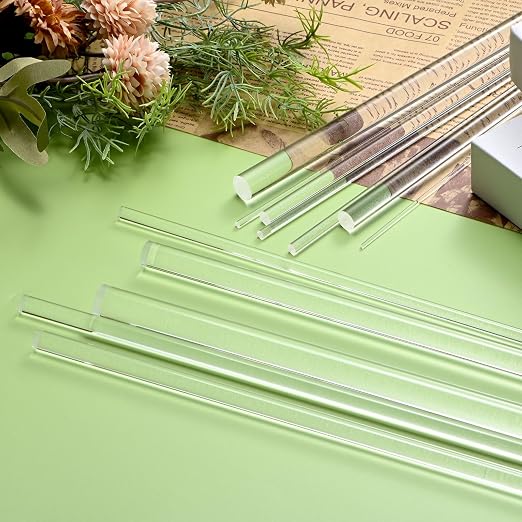 M METERXITY 10-Pack Acrylic Round Rods, 11.81 x 0.39 Inch/ 300 x 10 mm Clear