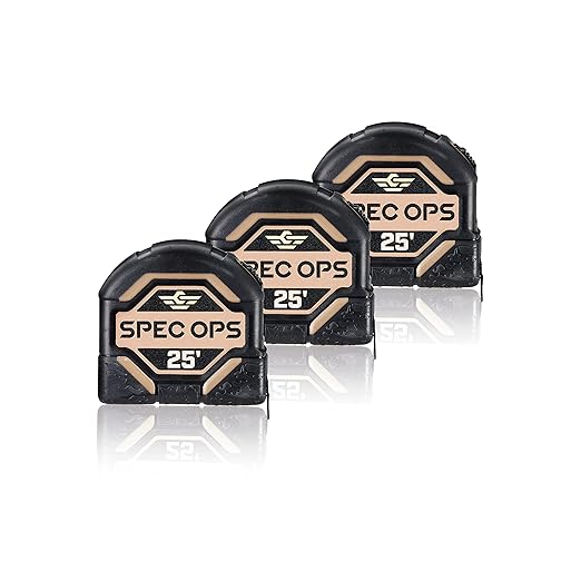 Spec Ops Tools Tape Measure for Measuring & Layout, 1 1/8" Double-Sided Blade