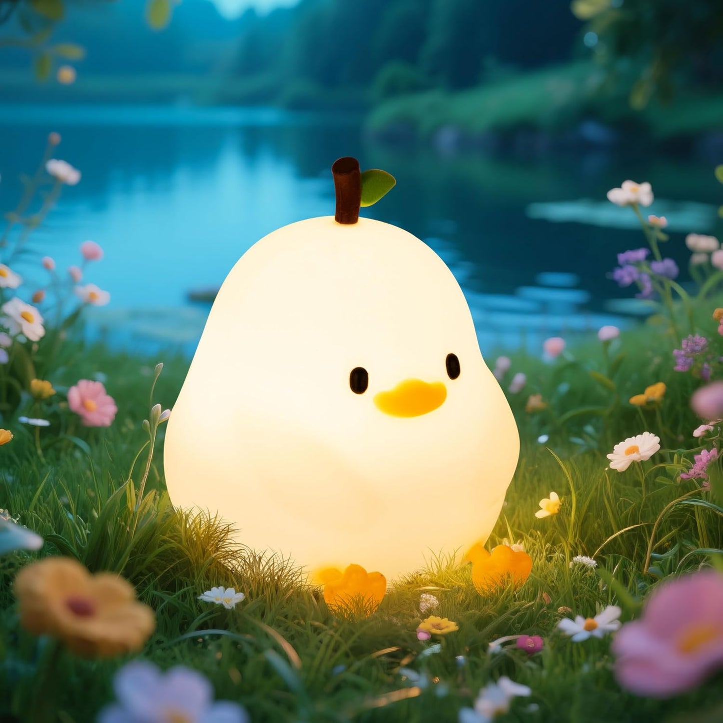 Night Light for Kids, Rechargeable Dimmable Silicone LED Nightlight with 7 Colors, Baby Nursery Night Lamp, Touch Squishy Lamp, Cute Gifts for Girls, Boys, Toddler Room Decor, White Duck