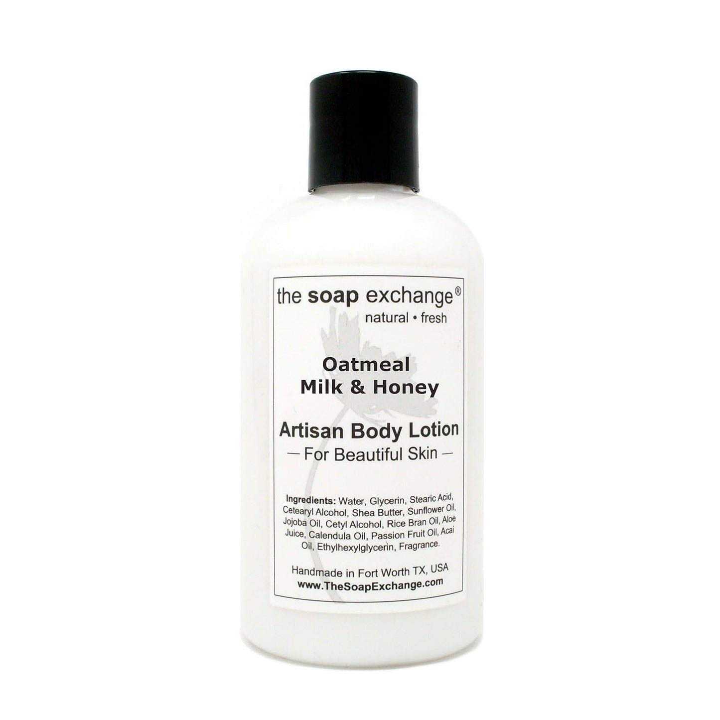 The Soap Exchange Body Lotion - Oatmeal, Milk & Honey Scent - Hand Crafted 8 fl oz / 240 ml Natural Artisan Skin Care for Hand, Face, & Body, Moisturize, Hydrate, & Protect. Made in the USA.