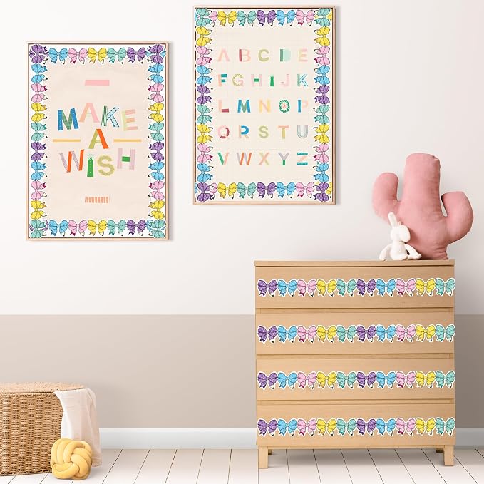 FYSUIMU 65.6 Ft Pencil Bow Bulletin Board Border Pastel Colorful Pencil