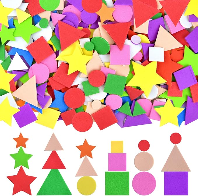 Coopay Foam Stickers Geometry Self-Adhesive Geometry Shapes Stickers Assorted