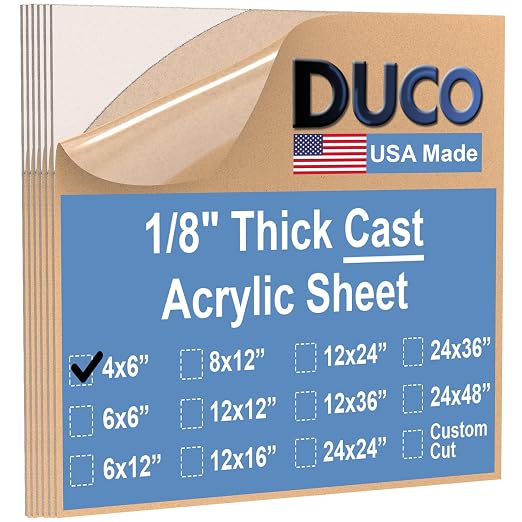 Duco Clear Cast Acrylic Sheets 1/8" Thick 4" x 6"