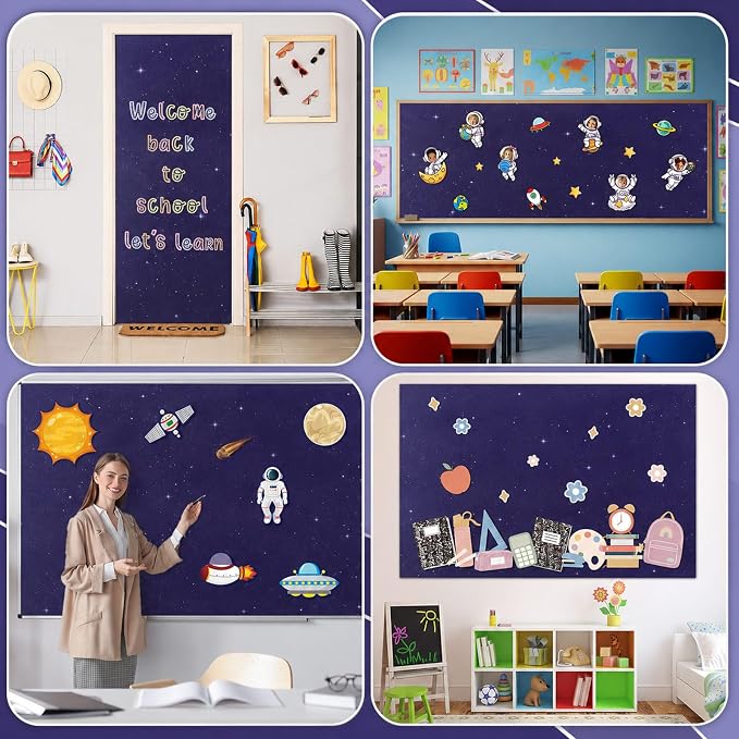 4 Rolls Outer Space Bulletin Board Paper Non-Woven Galaxy Fabric Bulletin Board