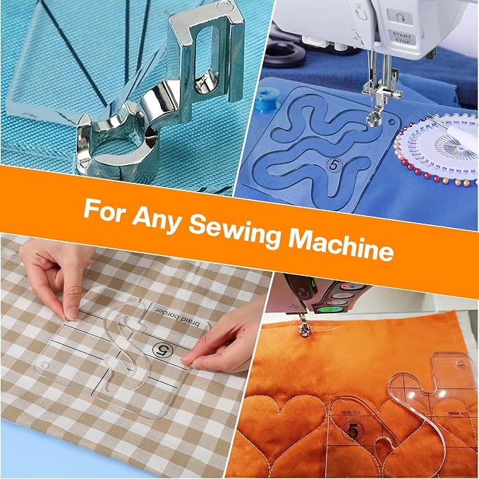 14 PCs Free Motion Quilting Template Set Includes 11 Quilting Templates 3mm