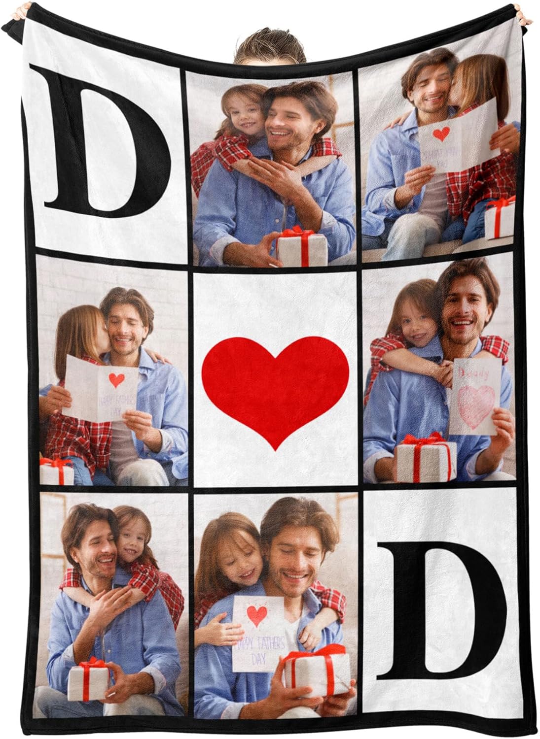Gifts for Dad Custom Blankets with Photos Personalized Photo Blankets with Picture for Dad, Customized Throws Blanket Gifts for Fathers Day Birthday, 50 * 60in