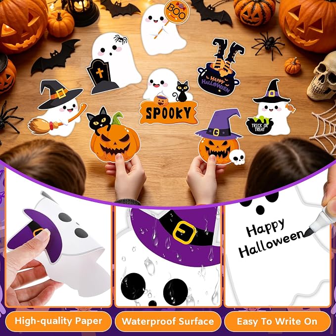 54Pcs Halloween Ghost Cutouts, Classroom Halloween Bulletin Board Decorations