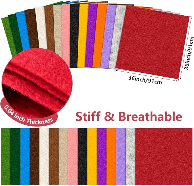 Felt Fabric 36'' X 36'' Large Felt Sheets Stiff Craft Felt by The Yard