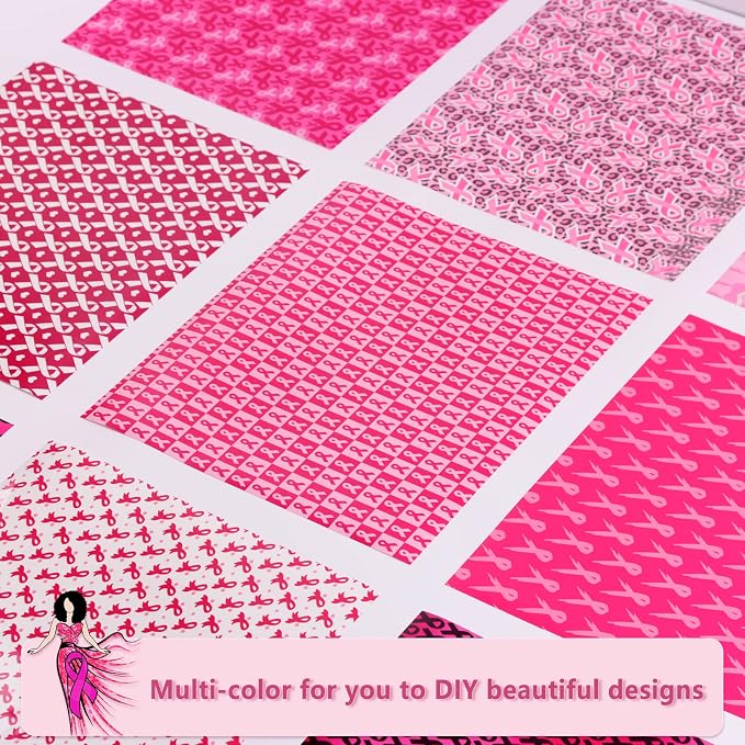 Tintnut Pink Ribbon Heat Transfer Vinyl, 10 Sheets 12×10in Iron on Vinyl |