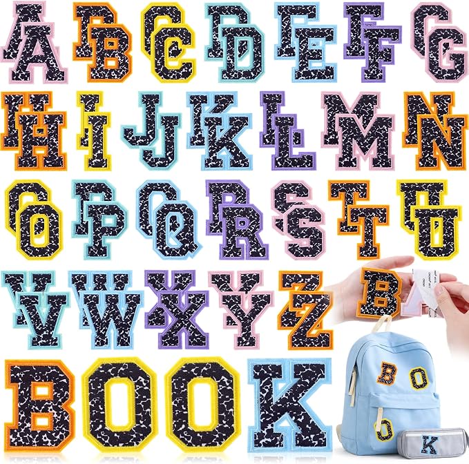 WILLBOND 52 Pcs Back to School Composition Poster Board Alphabet Patches 2.8