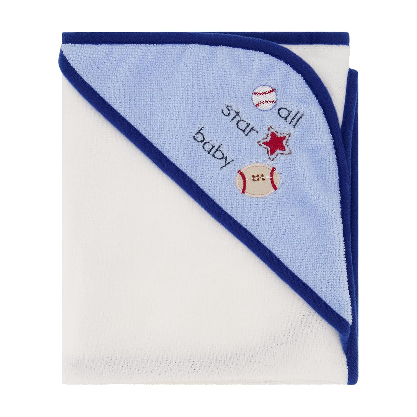 Cudlie Buttons & Stitches Baby Boy 3 Pack Rolled/Carded Hooded Towels in All Star Baby Print (GS71720),3 Count (Pack of 1)