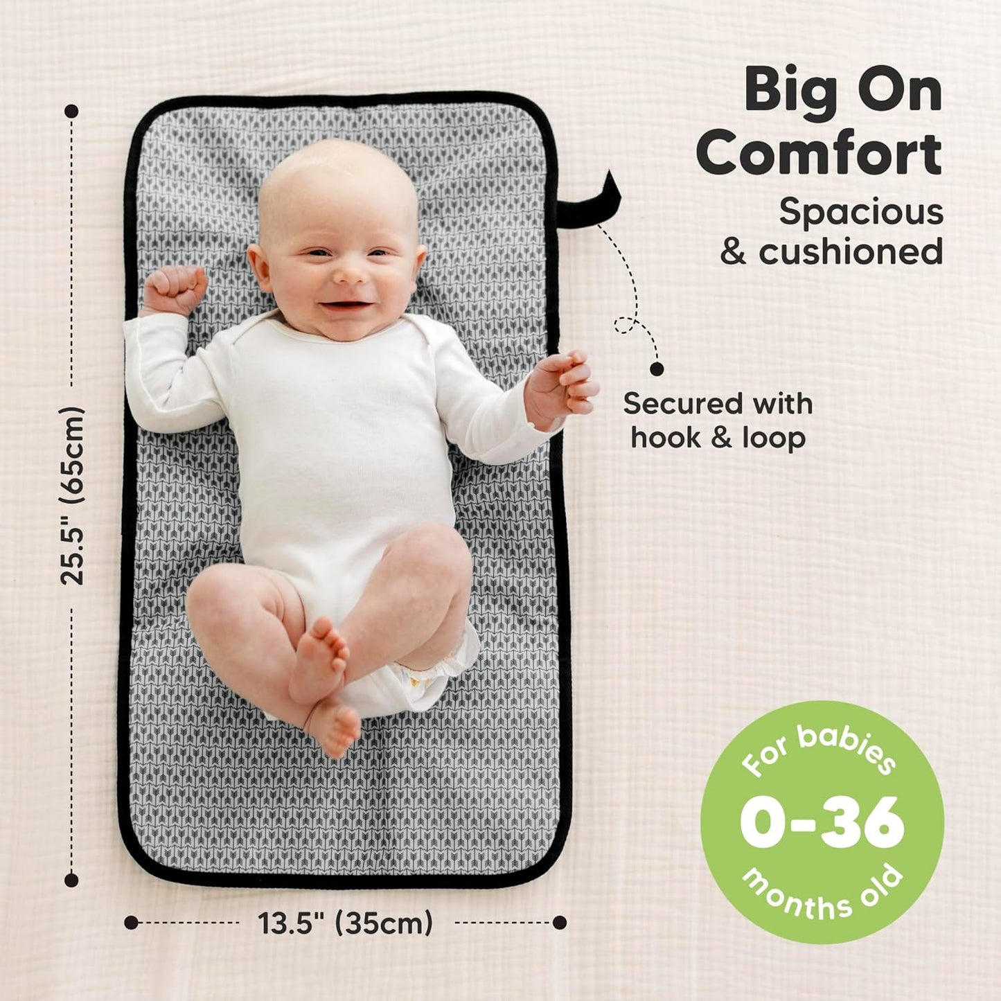 KeaBabies Portable Diaper Changing Pad, Easy Wipe Clean - Foldable Waterproof Baby Changing Mat for Diaper Bag, Compact, Lightweight, 25x13 Newborn, Infant, Baby Changer Travel Essential (Black Geo)