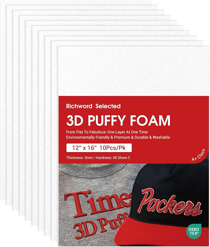 Poolin 10PCS White 3D Embroidery Puffy Foam Richword Selected 12"x16" 3MM