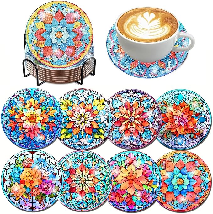 ijbnhd Mandala Diamond Painting Coasters Kit