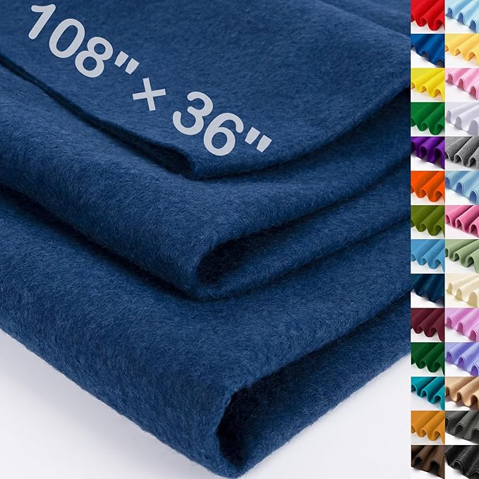 XSEINO Navy Large Felt Fabric 108" X 36 ", 1.4 mm Thick Soft Felt Fabric Sheet
