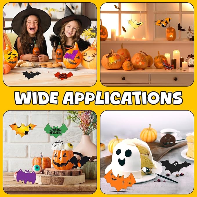 40Pcs Bats Halloween Wooden Slices Ornaments Paintable Blank Natural Bat