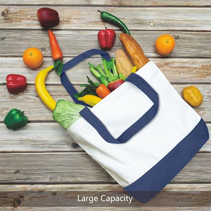 TOPDesign 1-Pack Super Strong Large 12oz Cotton Canvas Tote Bag, Reusable