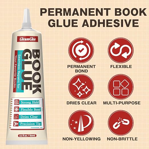 Book Glue, Dries Clear & Flexible Book Binding Glue Adhesive, Used