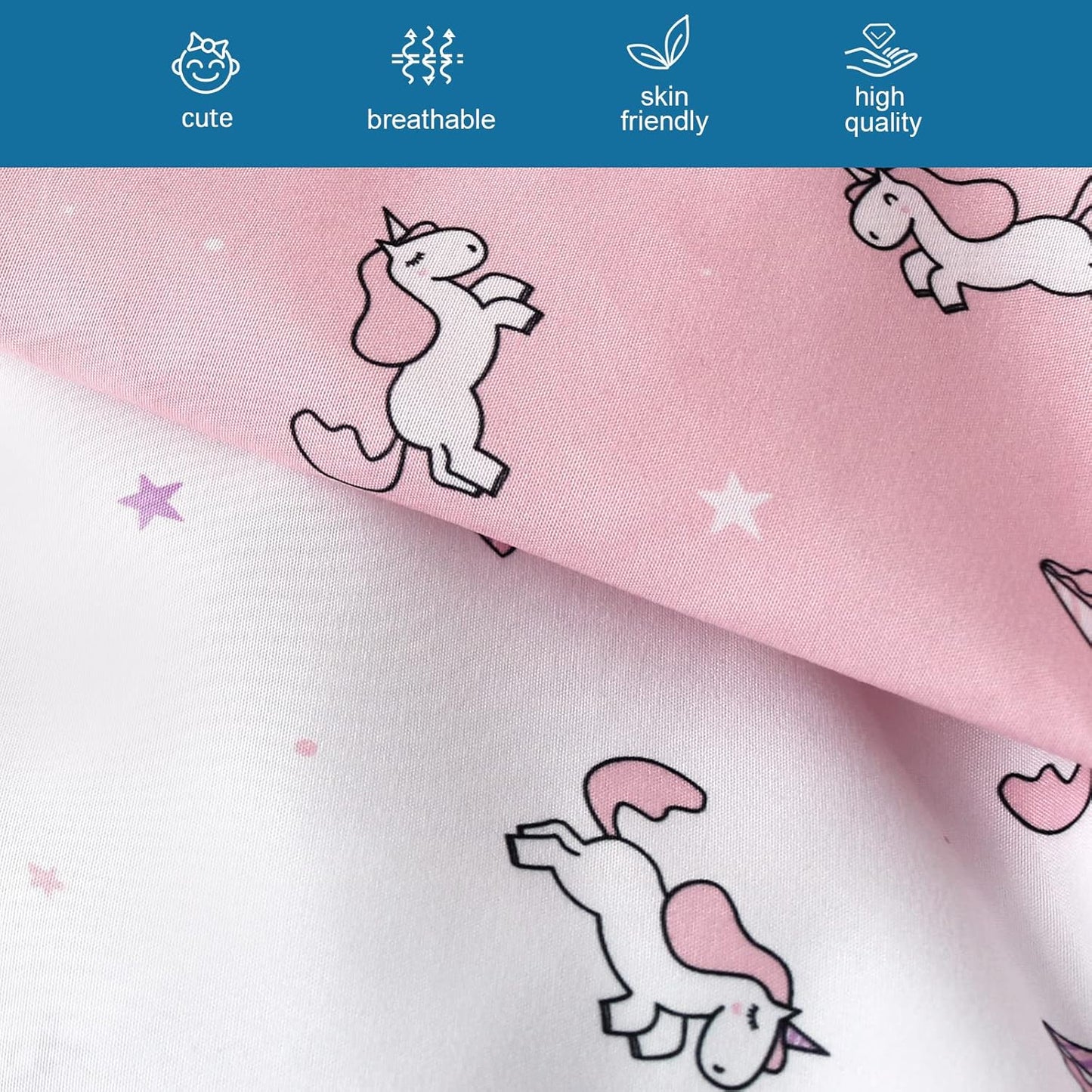 Girl Crib Sheets 2-Pack, Fitted 52'' x 28'' for Standard Crib & Toddler Mattress, Soft and Breathable Material, Neutral & Pink