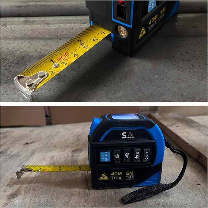 4-in-1 Laser Tape Measure with Laser Level Crosshairs |130ft/40m Laser