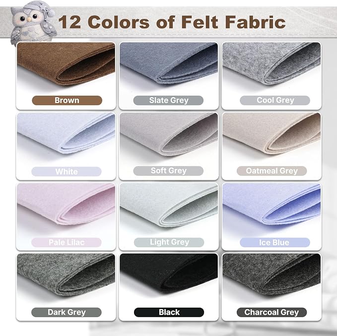 Large Stiff Felt Sheets 8"x35" – 12 Assorted Colors Felt Fabric Bundle Pack