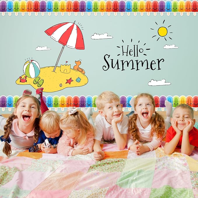 FYSUIMU 65.6 Ft Summer Bulletin Board Borders Ice Cream Border Classroom
