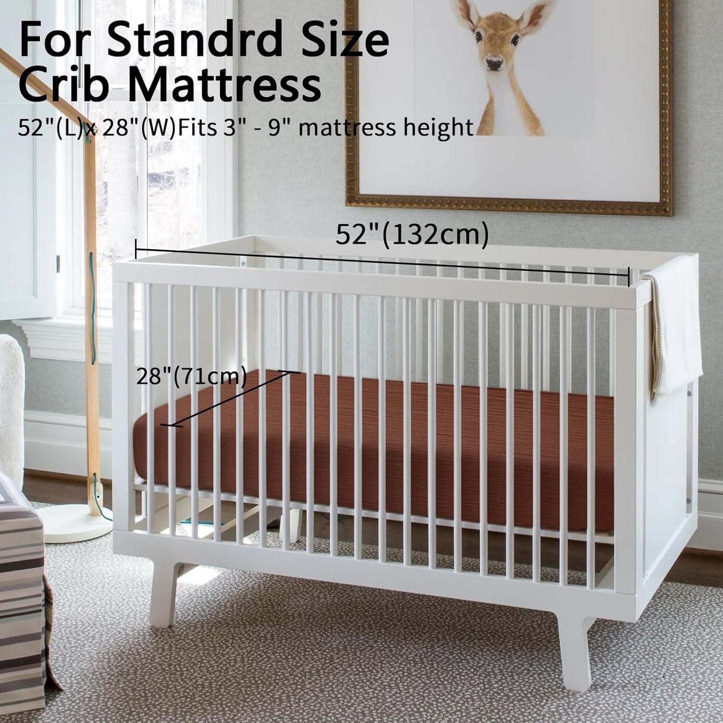 2 Pack Soft Muslin Baby Crib Sheets, 100% Cotton Breathable Double Layer Fitted Sheets for Standard Crib and Toddler Bed Mattresses 28x52 Inches, for Baby Girls and Boys (Cedar & Cream
