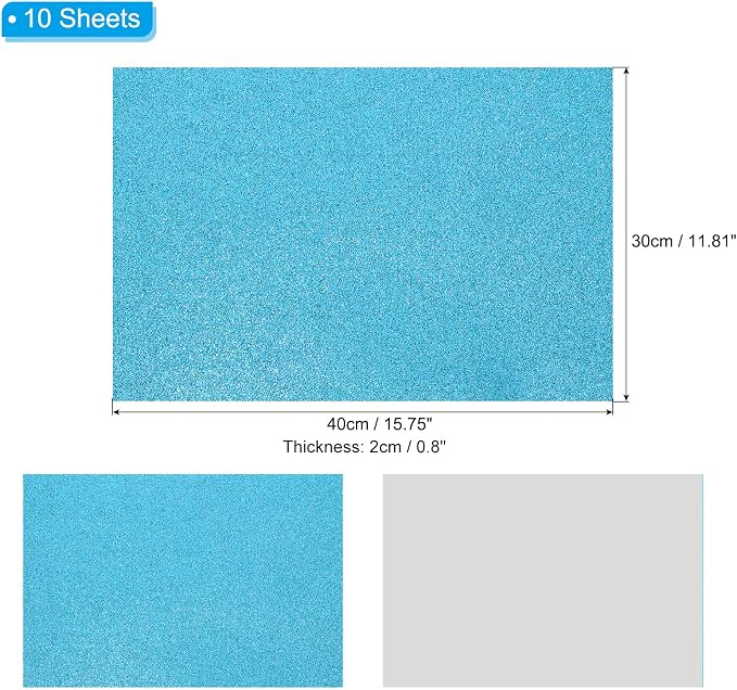 PATIKIL Blue Shiny EVA Glitter Foam Sheet 16x12 Inch 2mm Thick
