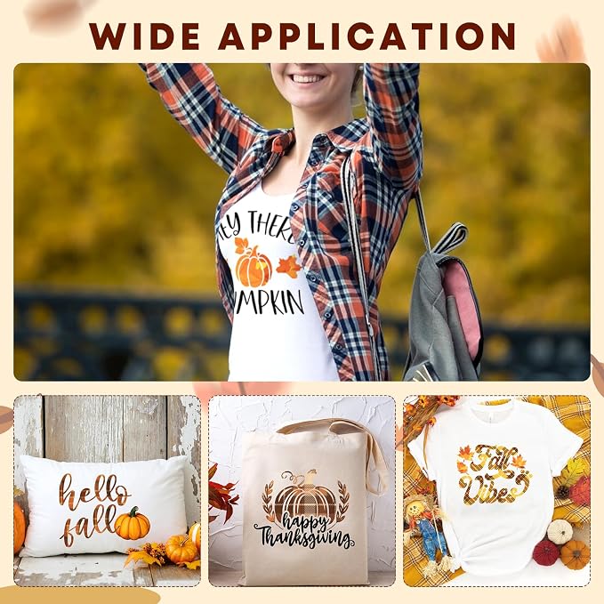 Tintnut Fall Autumn Heat Transfer Vinyl, 10 Sheets 12×10in Iron on Vinyl | Fall