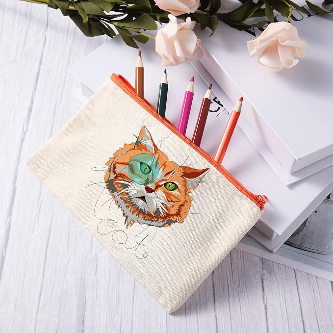 Reginary 80 Pack Canvas Zipper Makeup Bags Bulk Pencil Pouches Blank DIY Craft